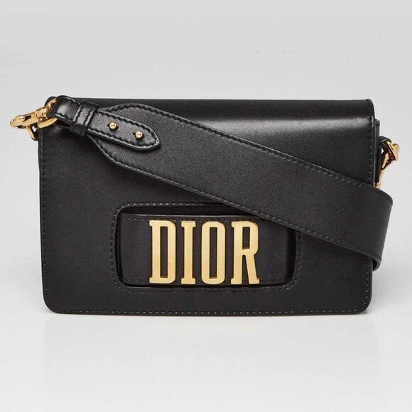 Christian Dior Black Pebbled Calfskin Leather Dio(r)evolution Flap Bag - Picture 1 of 11